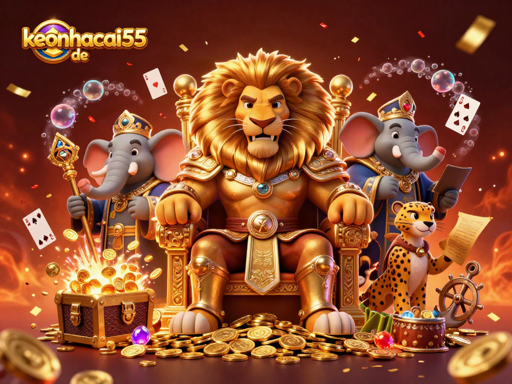 Experience winning strategies with keonhacai55 de in this vibrant casino-themed illustration.