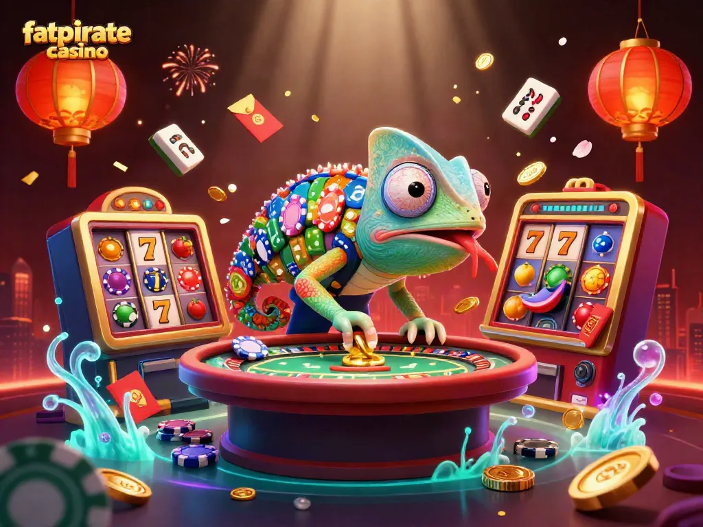 Experience excitement at fatpirate casino with a vibrant, colorful illustration of gaming and luck.