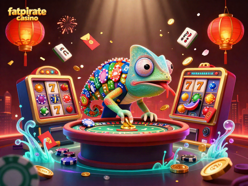 Experience excitement at fatpirate casino with a vibrant, colorful illustration of gaming and luck.