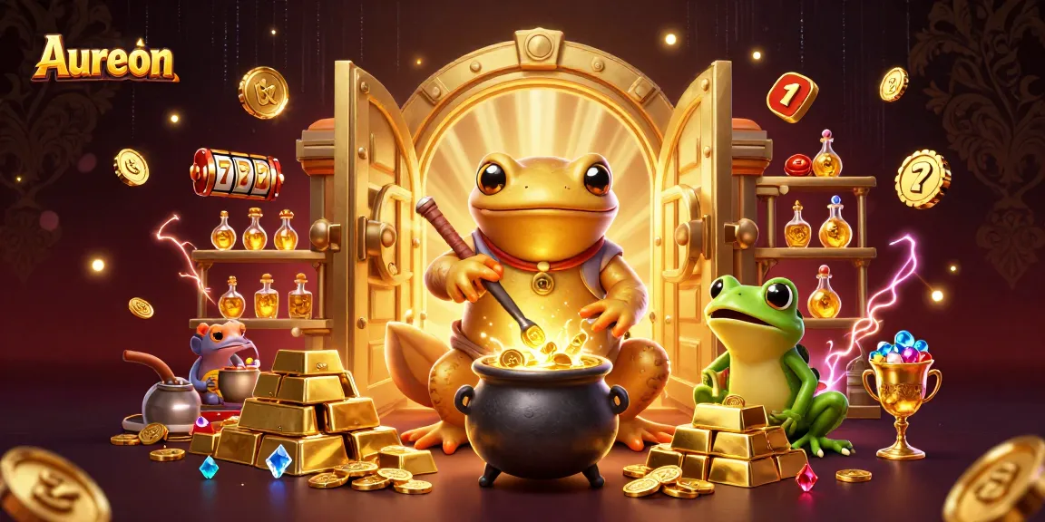 Aureon dazzles with a golden scene featuring alchemists transforming riches at an online casino.